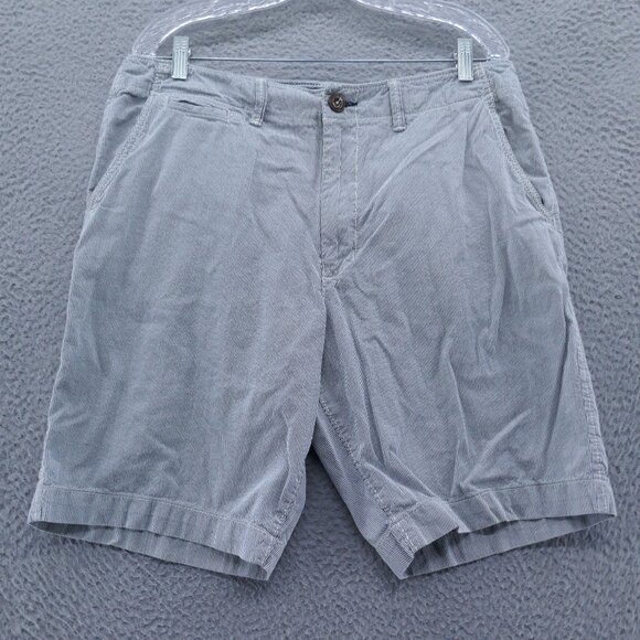 American Eagle Mens All Cotton Chino Shorts 34x9* Blue White Stripe Flat Front - Picture 1 of 16